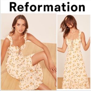 Reformation Naples Dress Limonada Midi revolve